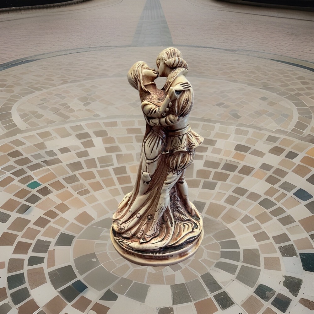 Antique Romeo & Juliet Figurine "Romeo E Giulietta" Heavy Italy 1880 Handmade